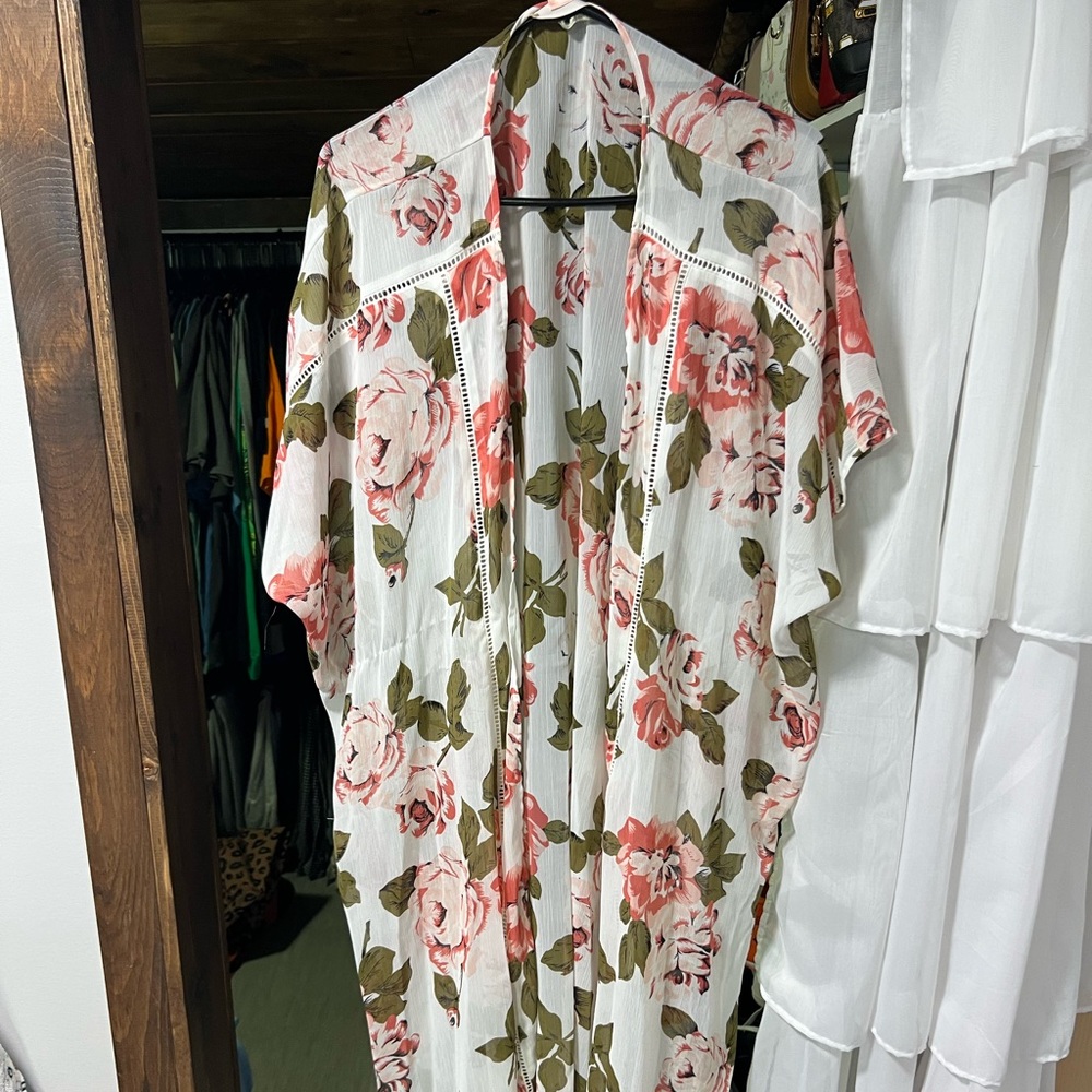 Mid length cover up with flowers